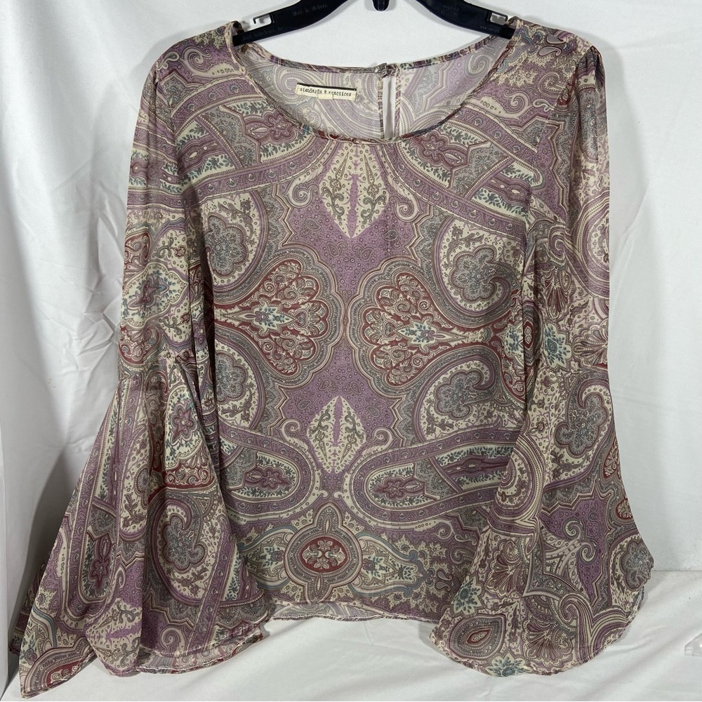 Paisley Print Sheer Blouse